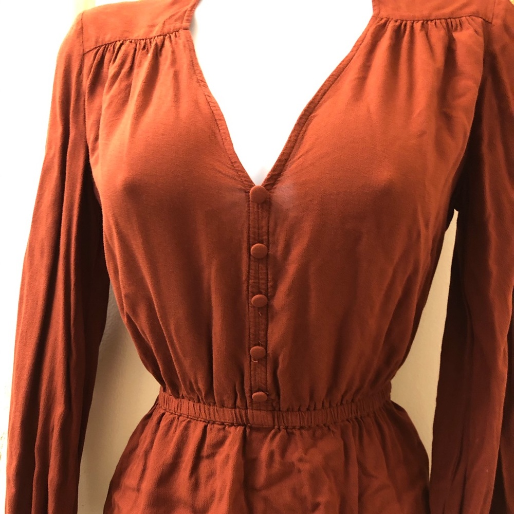 Rich burnt orange peasant top